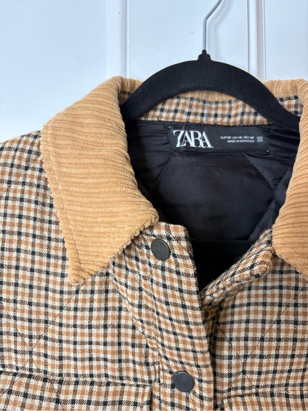 Zara Brown Plaid Quilted farm girl with Corduroy Collar - Picture 9 of 16